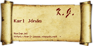 Karl Jónás névjegykártya